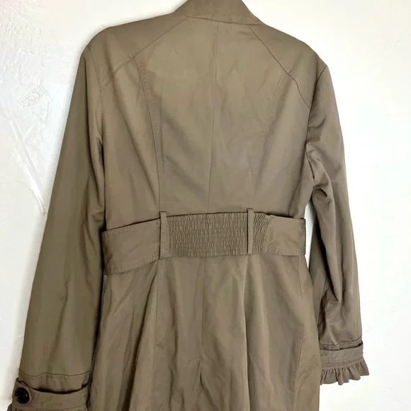 Women’s olive green tan Trench Coat - Picture 9 of 14